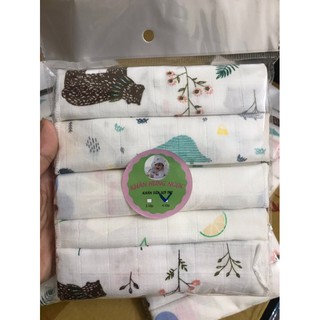 Set 5 chiếc khăn sữa sợi tre 4 lớp