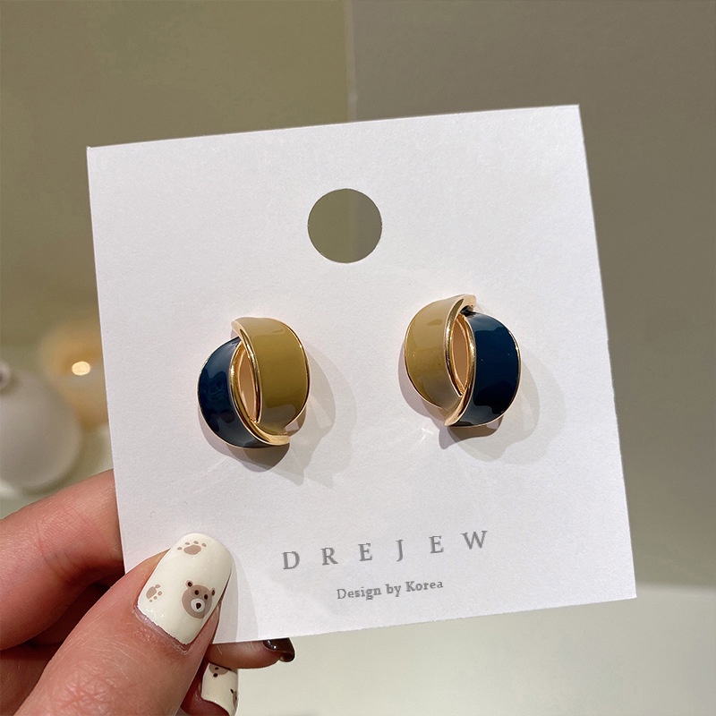 Bông Tai Mạ Bạc 925 Hai Màu Kiểu Hình Học Đơn Giản 2022