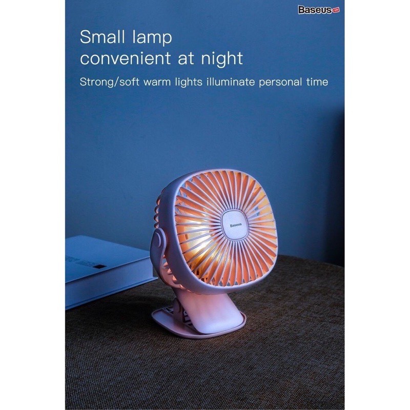 Quạt mini để bàn tích điện có đèn ngủ chính hãng Baseus | BigBuy360 - bigbuy360.vn