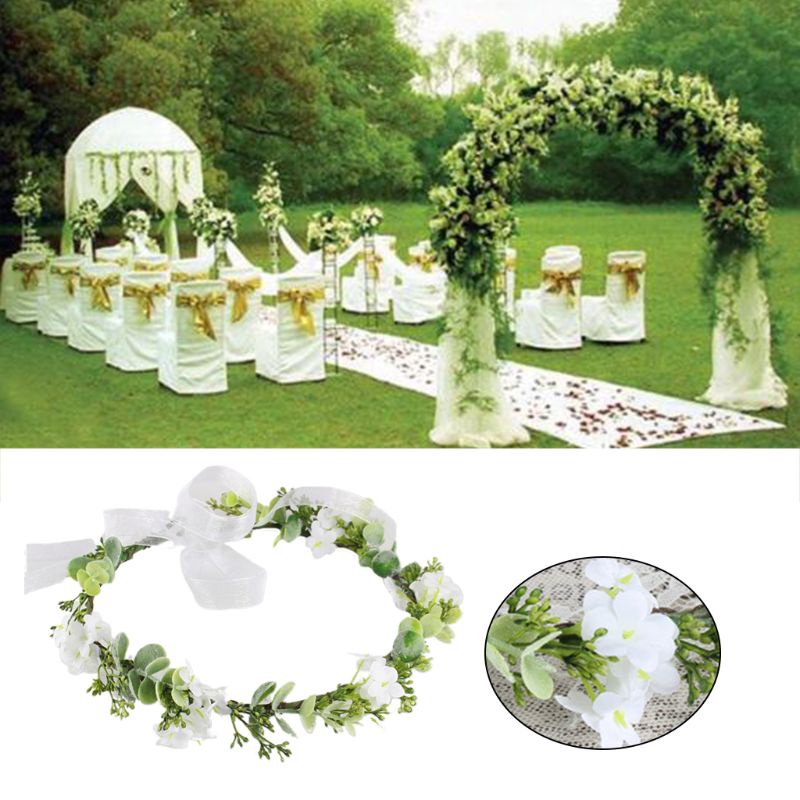 Vòng Hoa Đội Đầu Phong Cách Boho Kèm Dây Ruy Băng