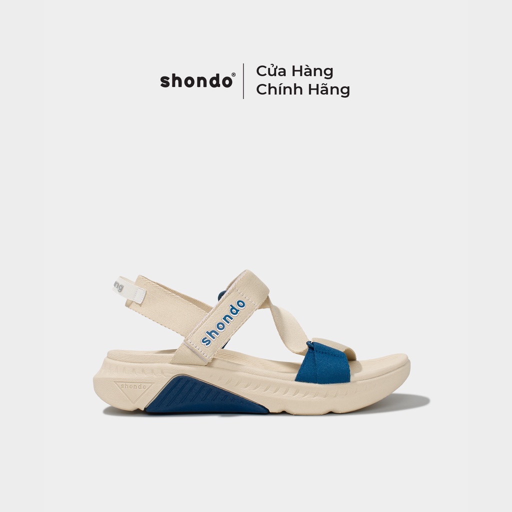 Giày Sandals Nam Nữ Shondo F7 Racing Be Phối Xanh Dương F7R2530