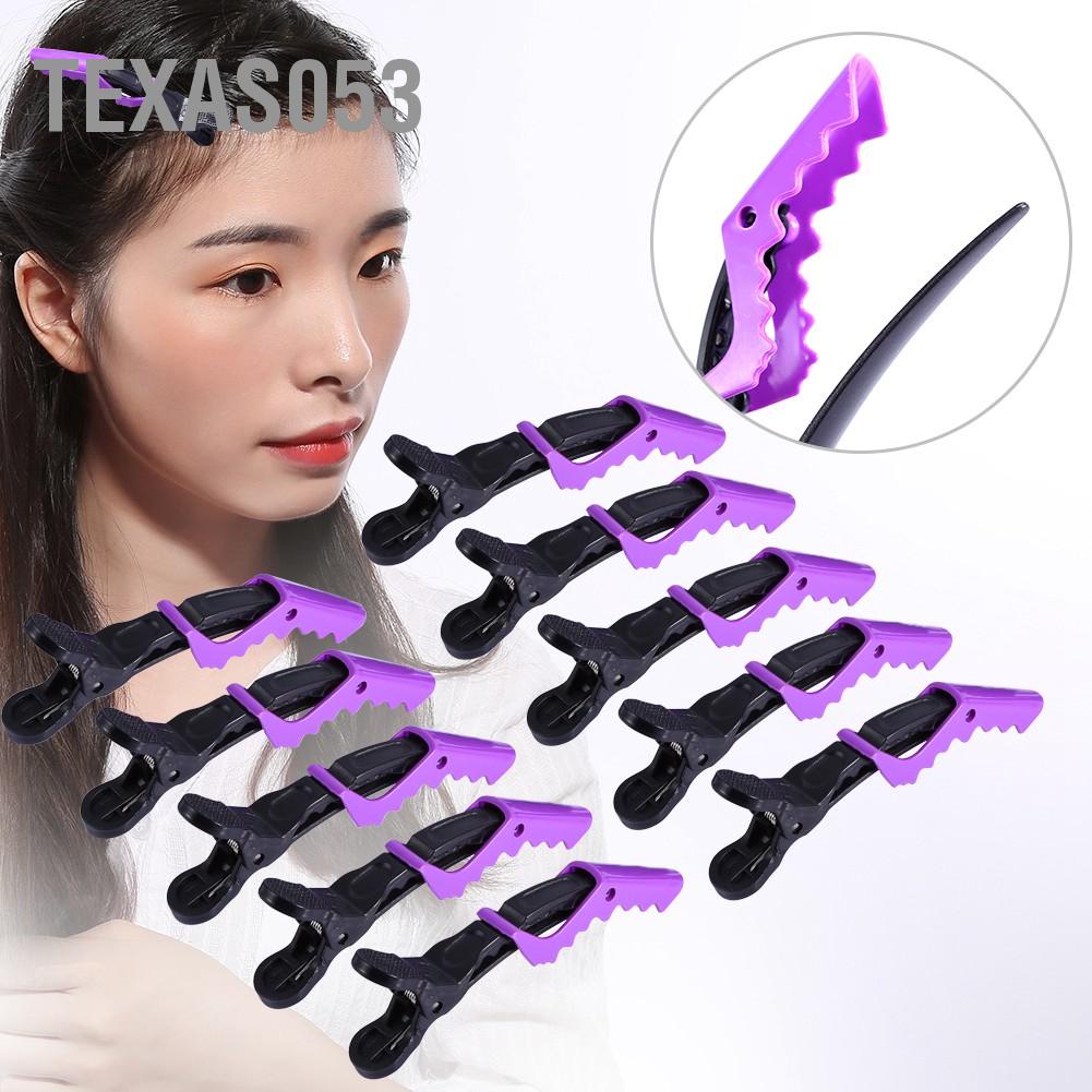Texas053 10 CÁI Màu Tím Salon Tóc Kẹp Cá Sấu Không Trượt Làm Tiết Phụ Kiện