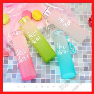 Bình Thủy Tinh Hello Master, Bình nước thủy tinh 450ml - 4 Màu