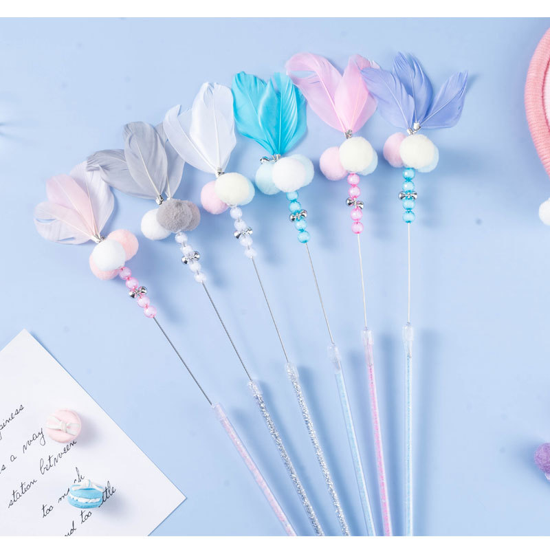 Set 20 que gắn lông vũ đồ chơi trêu chọc mèo vui nhộn