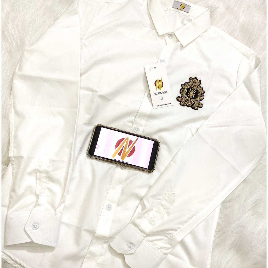 [ Sơ mi Hoạ Tiết Rẻ Nhất ] Sơ Mi Nam Phối Họa Tiết Thêu Nhện Vàng cao cấp Vải Lụa Chống Nhăn Không Xù | BigBuy360 - bigbuy360.vn