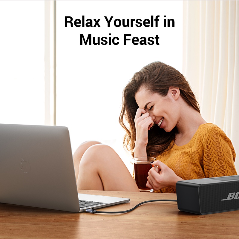 Cáp nối âm thanh UGREEN AUX 3.5mm 4 cực TRRS 4 đầu dương sang cổng HIFI