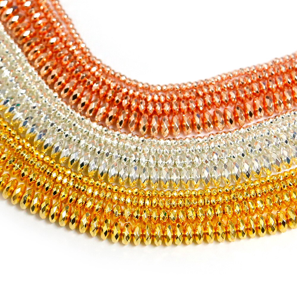 Chuỗi hạt đá hematite tự nhiên màu đen size 3mm 4mm 6mm 8mm làm trang sức diy