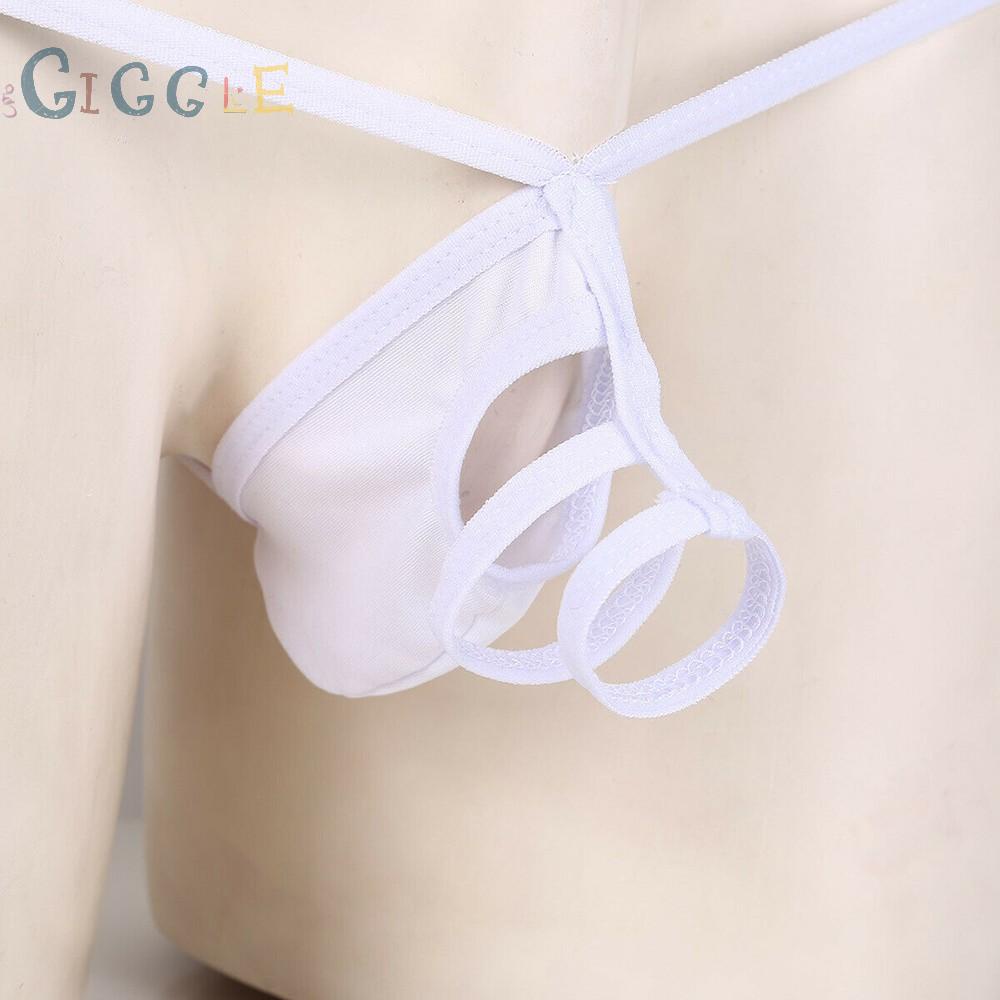 Men Gay C-String Thongs Open Briefs Sexy Soft Breathable See Through Underwear