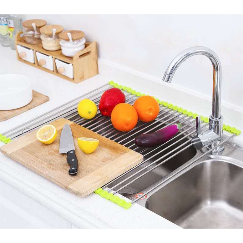 Giá thanh inox gác bồn rửa để ráo nước đa năng. Giá up chén bát, Tấm lót nồi cách nhiệt G310-GiagacBRC
