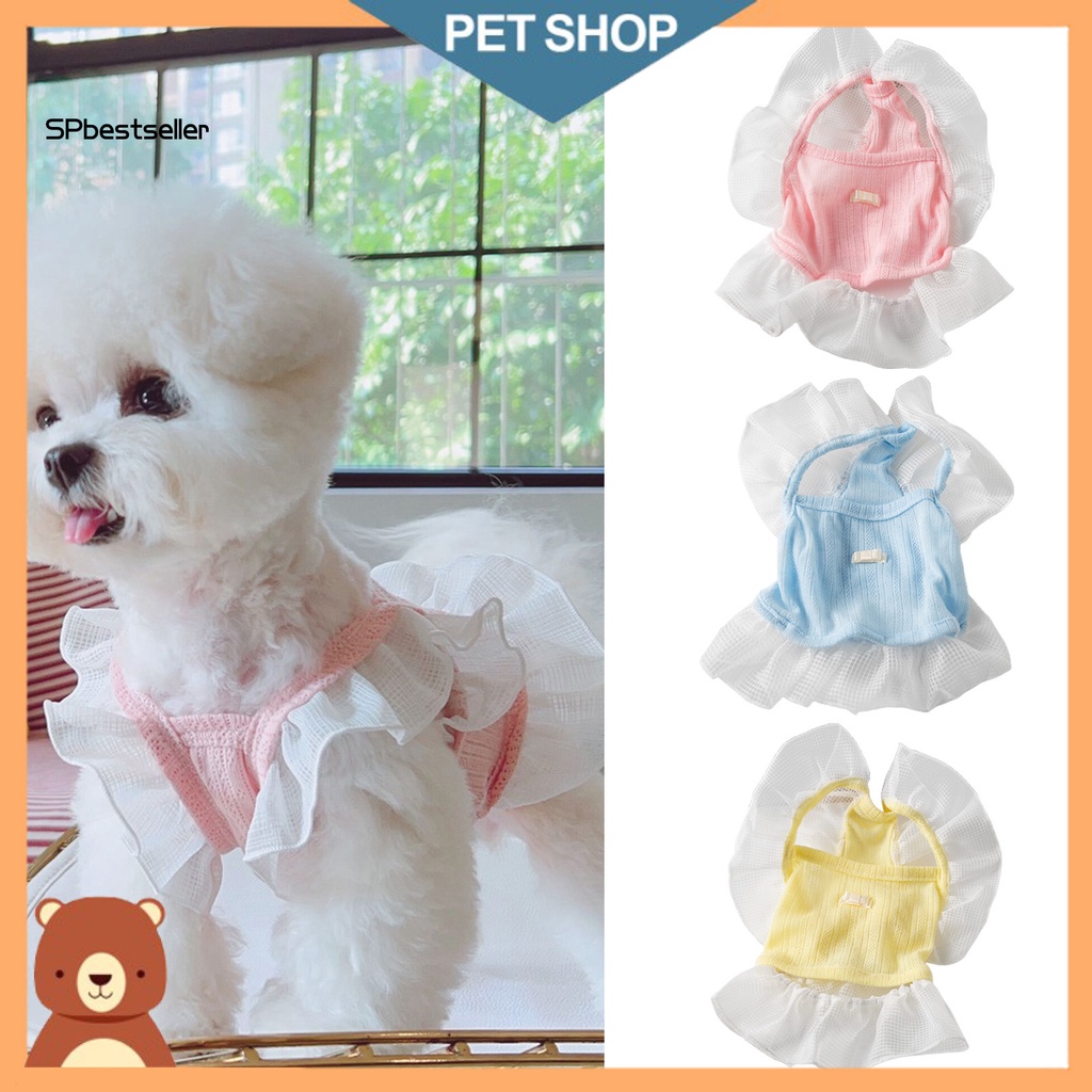 Spbestseller Đầm Tay Bay Xếp Ly Dễ Thương Có Thể Tái Sử Dụng Phù Hợp Với Mùa Hè Thoáng Khí Dành Cho Cún Cưng