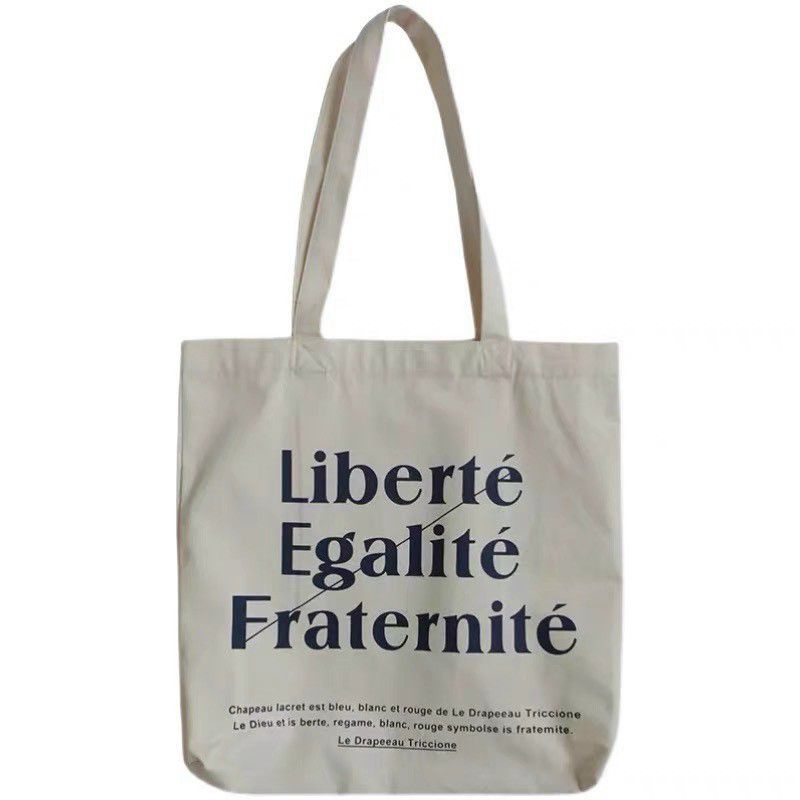 Túi tote đi học nữ vải Canvas hàn quốc giá rẻ in hình Liberte Egalite Fraternite