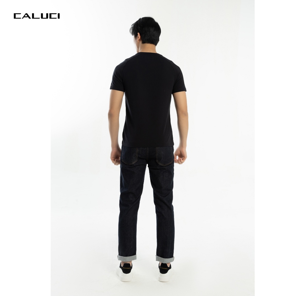 Áo thun nam CALUCI thiết kế dáng ôm vừa và tay raglan, chất liệu vải cotton mềm mại thấm hút mồ hôi, co giãn tốt MTS203S