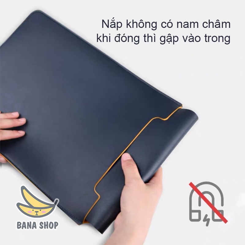 Túi đựng, bao da đứng dọc chống sốc cao cấp cho máy tính macbook laptop 13 inch