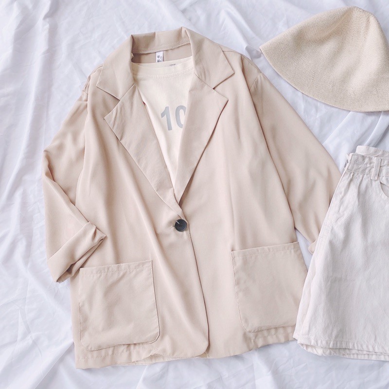 Áo Blazer Trơn Vintage Áo Vest Phong Cách Hàn Quốc Thời Trang Cho Nữ MS1856 | BigBuy360 - bigbuy360.vn