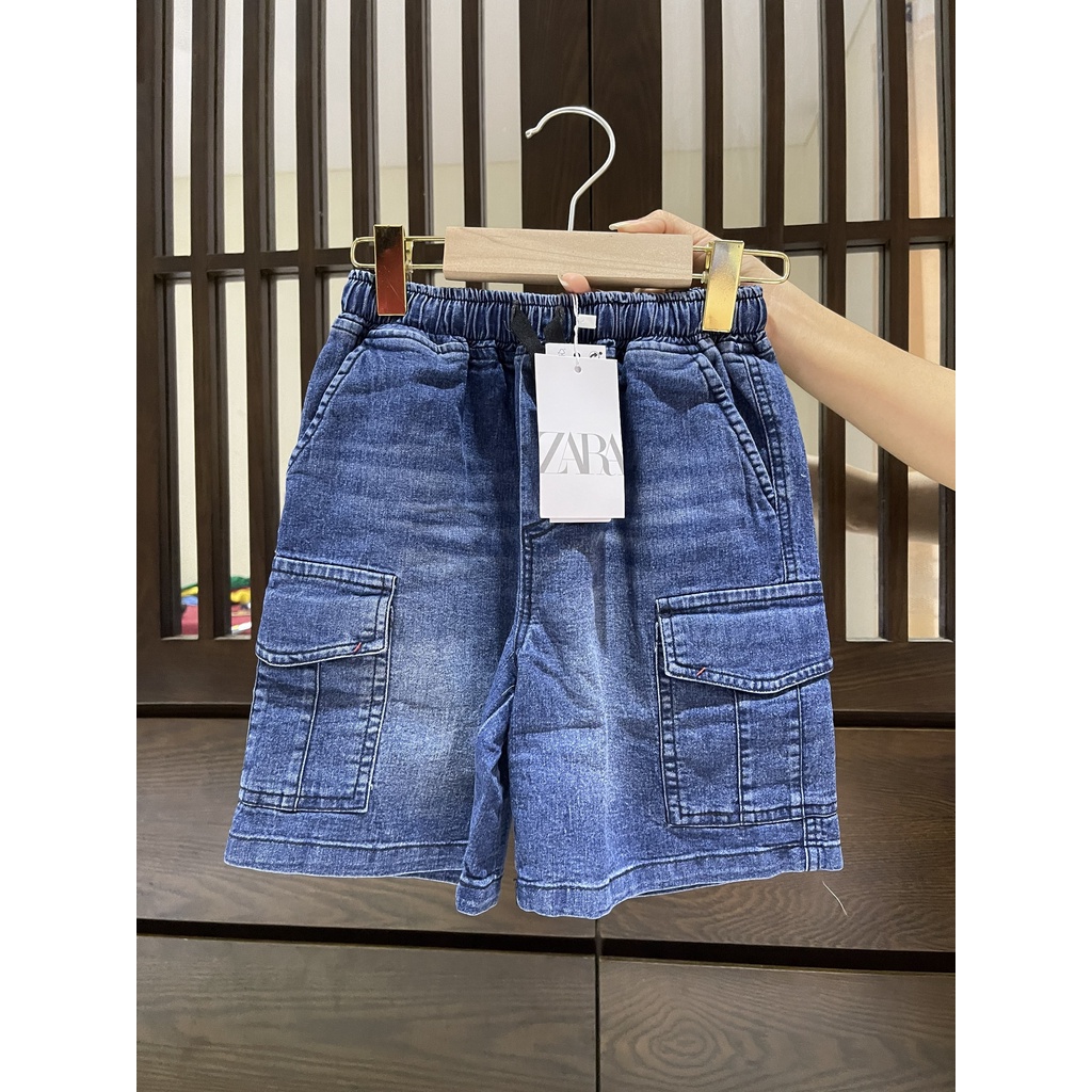 Quần Jean short đùi bé trai xuất dư Zara túi hộp Dragon Kids