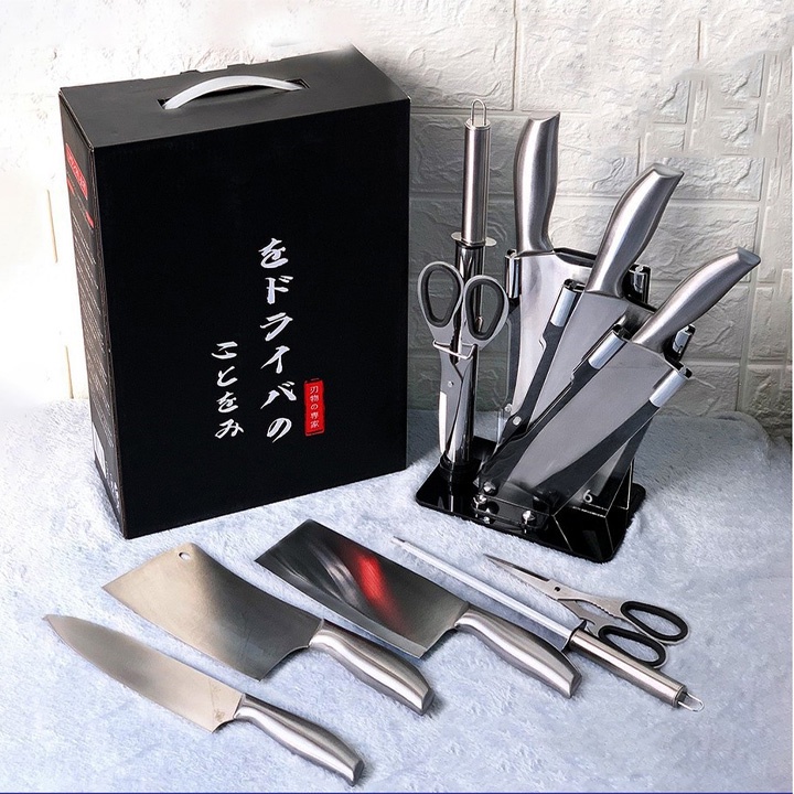 Bộ Dao Kéo 6 Món Nhật Bản Cao Cấp, Sét Dao 6 Món Thép Nhật Bản Chống Gỉ Tặng Kèm Khay Để bán buôn siêu rẻ