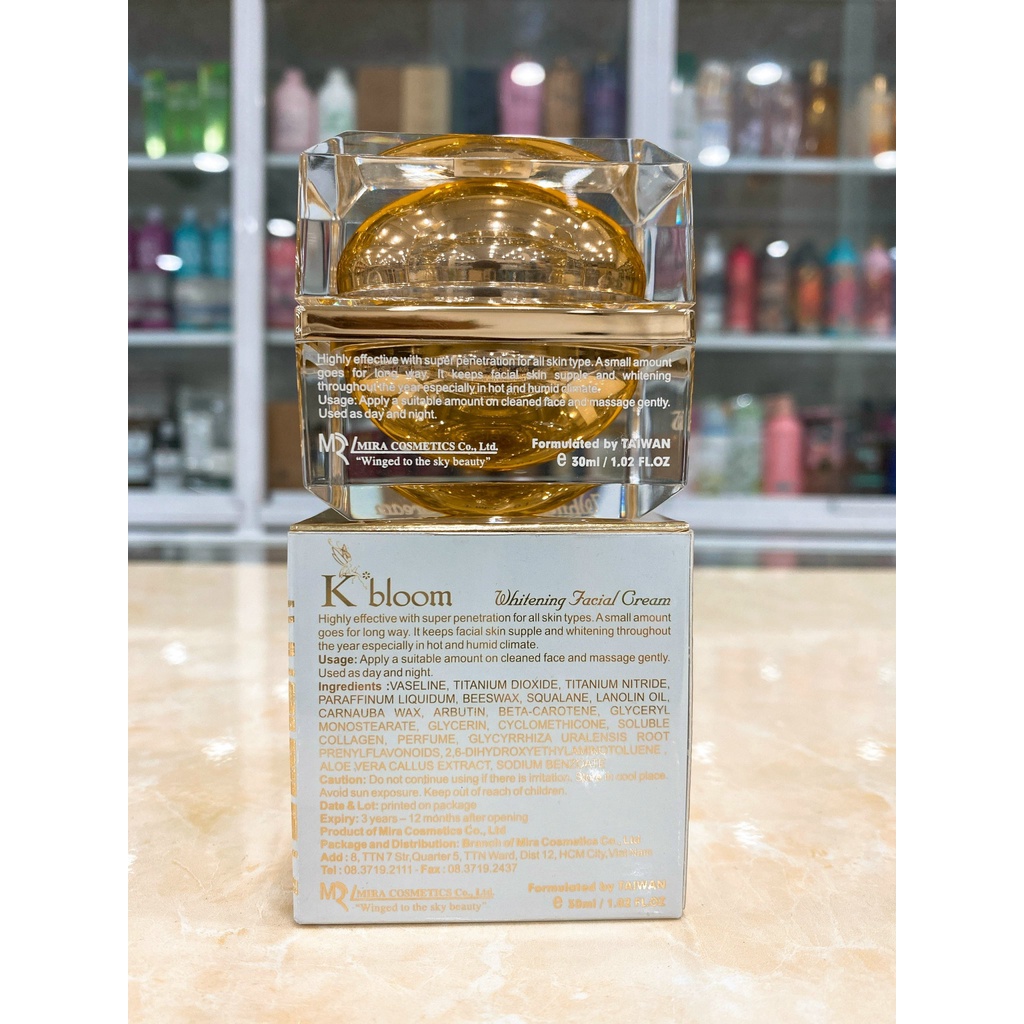 Kem Dưỡng Trắng Giảm Thâm Nám Ngừa Lão Hóa Da Đông Trùng Hạ Thảo K BLOOM Whitening Facial Cream 5in1 Đài Loan 30ml