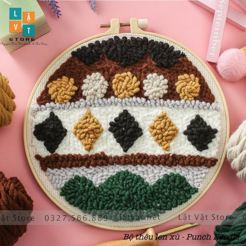 Bộ Len Xù Họa Tiết Độc Đáo - Punch Needle có hướng dẫn cơ bản, tranh decor làm quà tặng