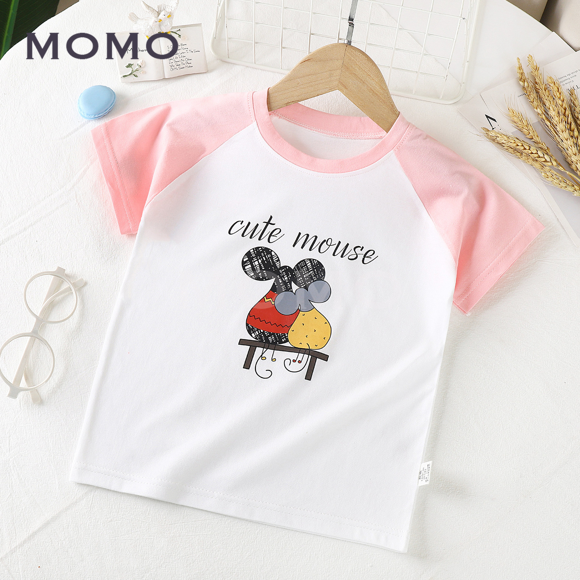 Áo Thun Tay Ngắn Chất Liệu Cotton Họa Tiết Hoạt Hình Cho Bé 1-8 Tuổi
