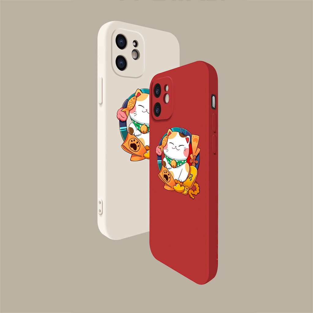 Ốp Lưng Iphone Cạnh Vuông Hình Mèo Lộc, BVC , Iphone5/5s/6/6plus/6s/6splus/7/7plus/8/8plus/x/xr/xs/11/12/pro/ma-sencase