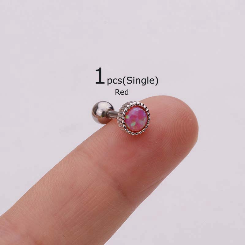 Khuyên xỏ vành tai bằng thép không gỉ đính ngọc mắt mèo Pinna Daith kích thước 6mm