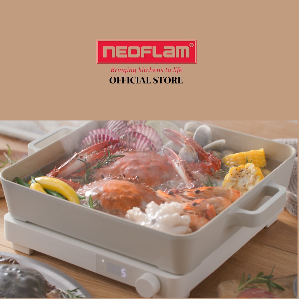 Bộ Combo 2 món nồi lẩu và bếp từ Fika One Neoflam - Hàn Quốc. Hàng có sẵn, giao ngay. Màu trắng ngà