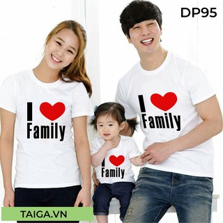 Áo gia đình, áo thun gia đình đồng phục Taiga chất cotton in hình cực kute mã dp95