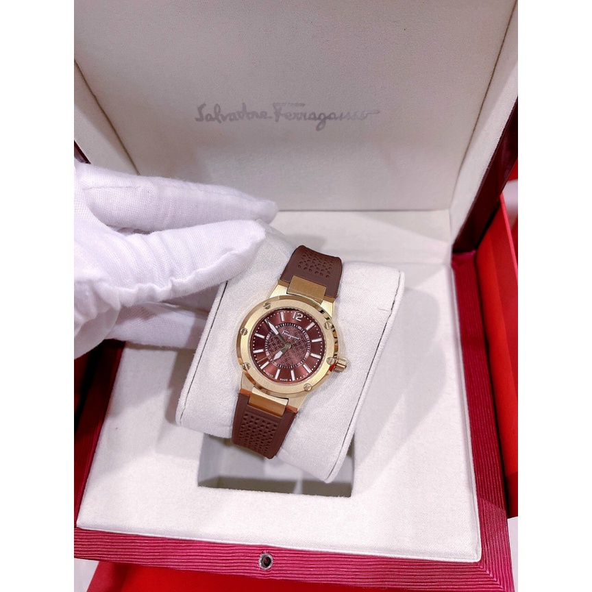 Bảo Hành 12 Tháng Đồng Hồ Cặp Đôi Nam Nữ Ferragamo F80 Dây Da Cao Su - Size 41mm - 33mm - Máy Quartz