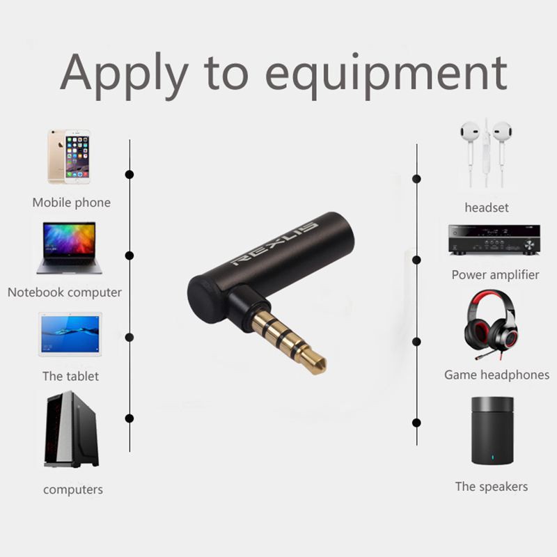 REXLIS 1PC 3.5mm Male to Female 90 Degree Right Angled Adapter Audio Microphone Jack Stereo Plug Connector | BigBuy360 - bigbuy360.vn