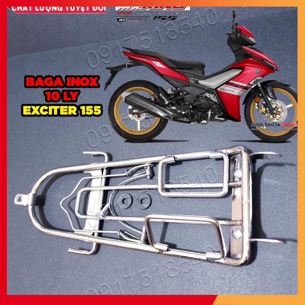 Baga EX155 và Ex 155 VVA (Exciter 155 VVA) Cao Cấp INOX, Sơn Đen Tĩnh Điện, Xititan 7 màu Dày 10 Ly Chắc Chắn Mẫu 2021 (