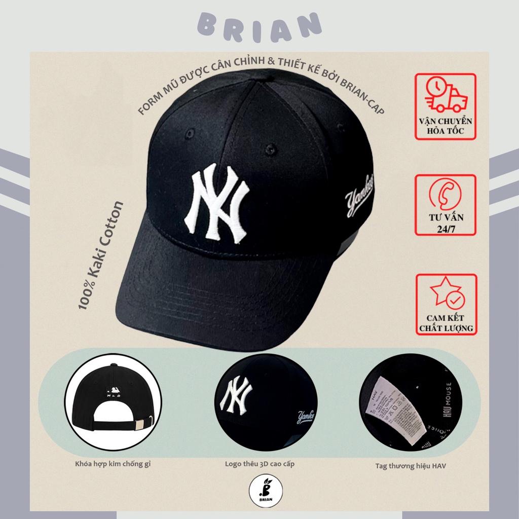 Mũ lưỡi trai NY đen, nón kết NY đen logo thuê yankee trắng cao cấp, dành cho mọi lứa tuổi cả nam và nữ, FREESIZE.