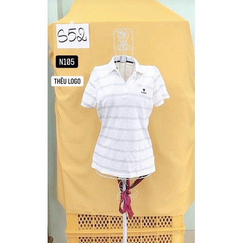 Áo thun trắng sọc ngang thêu logo size M.S52