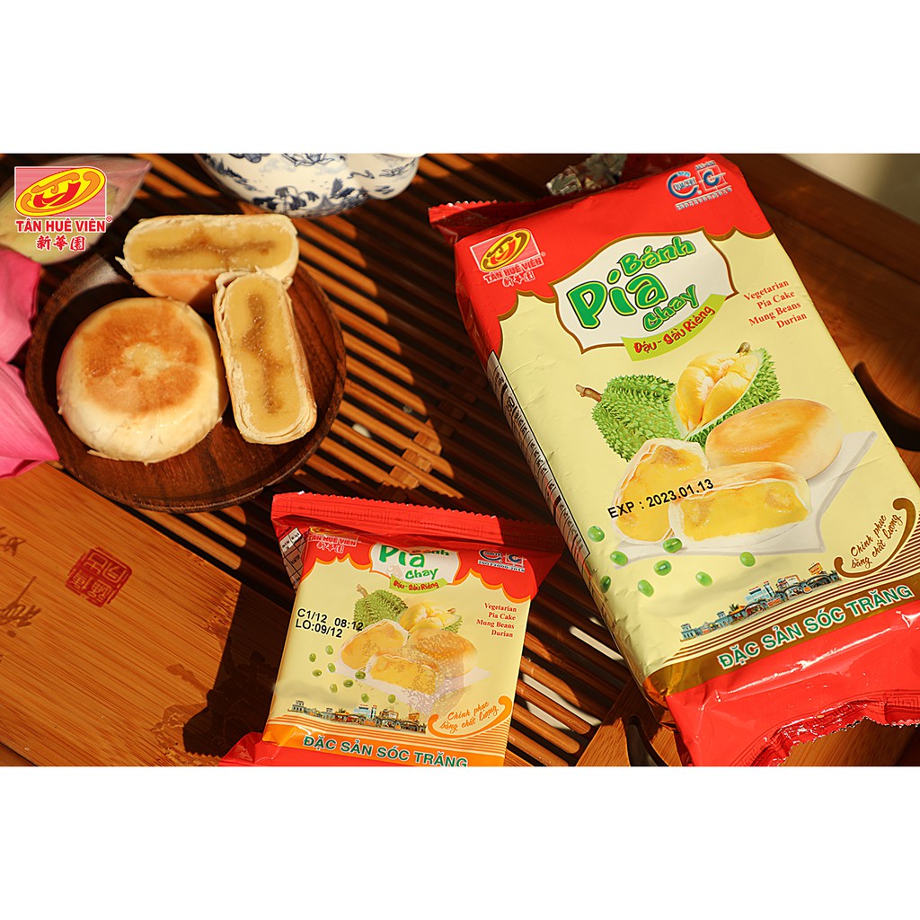 Bánh pía chay đậu sầu riêng Tân Huê Viên (500g)