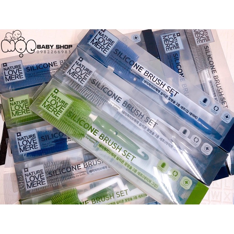 [CHÍNH HÃNG] Set 2 cọ rửa bình &amp; núm Silicon cao cấp NATURE LOVE MERE0