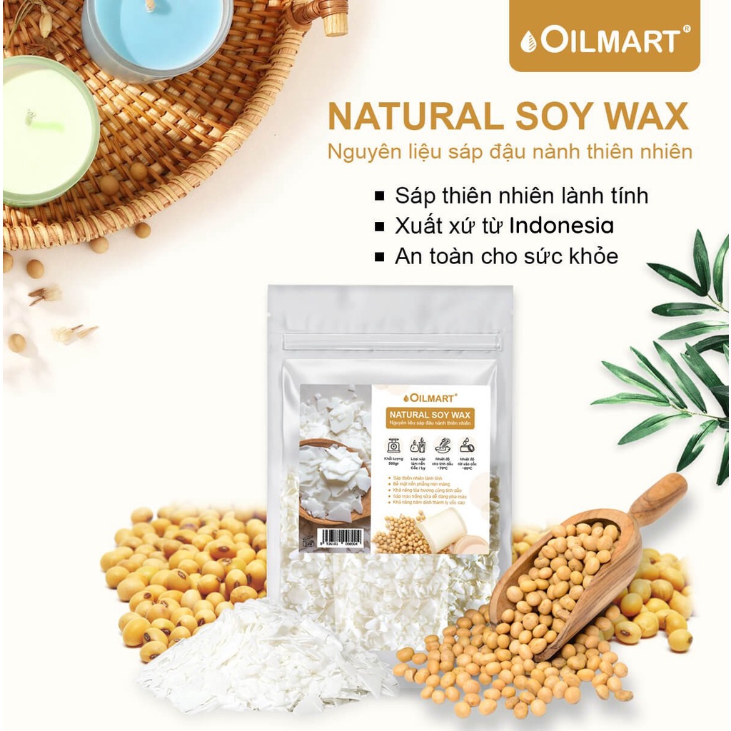 Sáp Đậu Nành Làm Nến Thơm Oilmart Natural Soy Wax