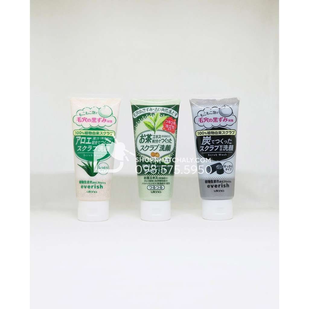 Sữa rửa mặt tẩy da chết Everish Utena Scrub của Nhật. Sạch sâu lỗ chân lông. Rửa mặt kiêm tẩy da chết giá bình dân