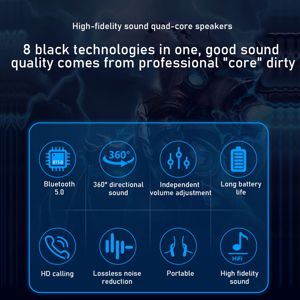 Loa Đeo Cổ AULA BS301 Bluetooth 5.0 Âm Thanh Nổi 3D Pin Siêu Nét Chất Lượng Cao