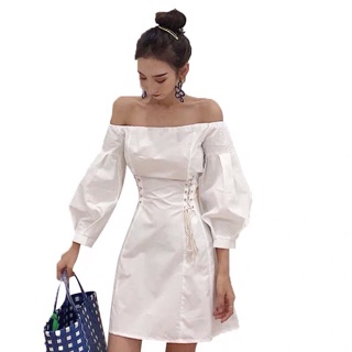 (Có sẵn)Váy trễ vai thắt eo Haroo #84 (có ảnh thật)