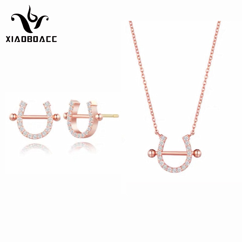 XiaoboACC Dây Chuyền / Hoa Tai Phong Cách Phim Hạ Cánh Nơi Anh Với Kim Xỏ Bằng Bạc 925 Khảm Đá Sang Trọng