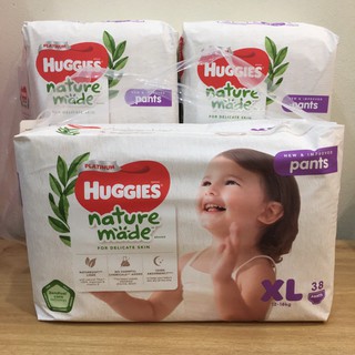Combo 03 tã quần Huggies siêu cao cấp Platinum nature made XL38(cho trẻ 12-18kg)