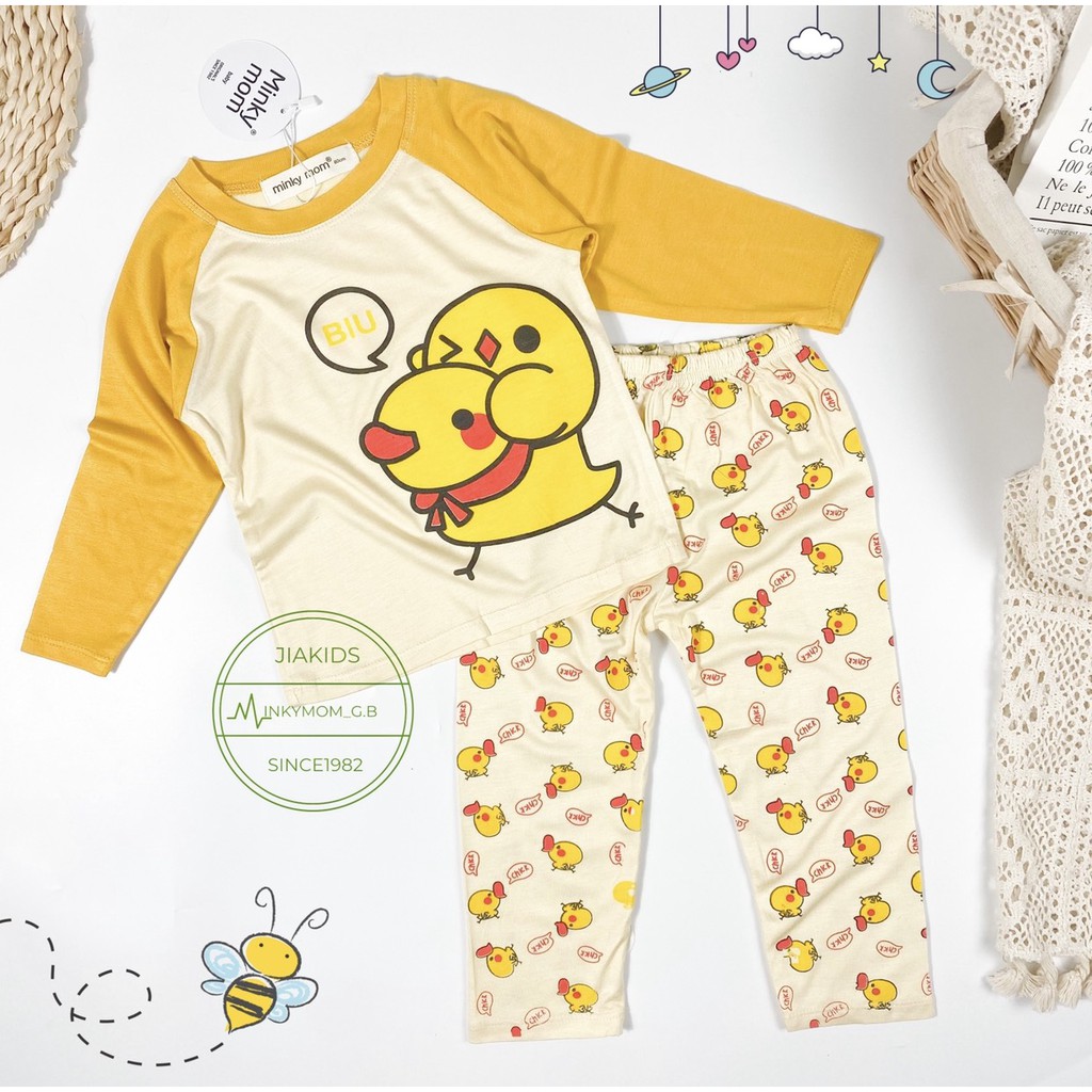 Bộ Dài Tay THUN LẠNH MINKYMOM Giáp Năng In Hình Dễ Thương Cho Bé TD-IN43