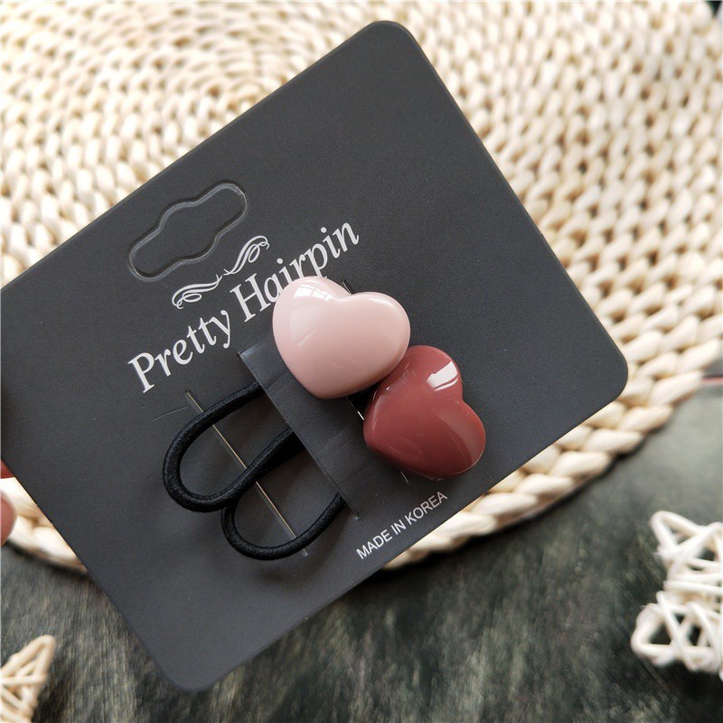 Set 2 Dây Cột Tóc Co Giãn Phối Màu Tương Phản Họa Tiết Hoạt Hình Cho Bé Gái