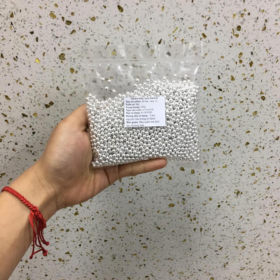 bi các màu to 100g, bi đường trang trí bánh kem