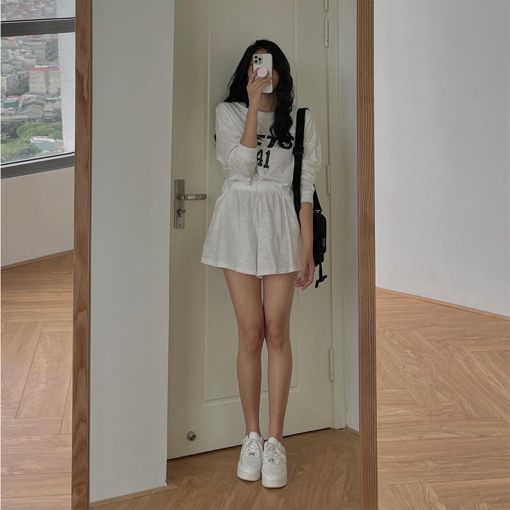 Set Thun Mỏng JETS 41 Áo Croptop + Quần Shorts - Ảnh Thật - Titto Closet