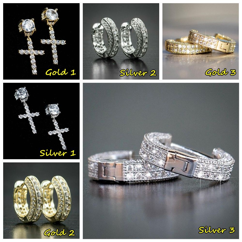 Khuyên Tai Tròn Đính Đá CZ Thời Trang|Khuyên Tai Tròn Đính Đá Zircon