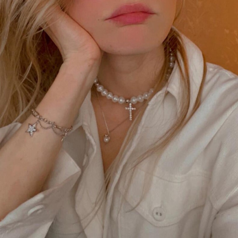 vòng cổ Hợp Kim Đính Ngọc Trai Nhân Tạo Sang Trọng Cho Nữ