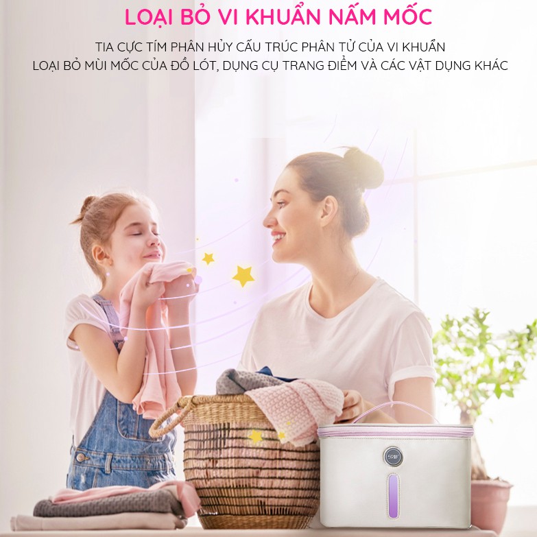 [GIAO HÀNG 3H][FREESHIP] Hộp khử trùng quần áo 59S bằng tia UV tia cực tím có thể mang đi du lịch chính hãng BH 12 tháng