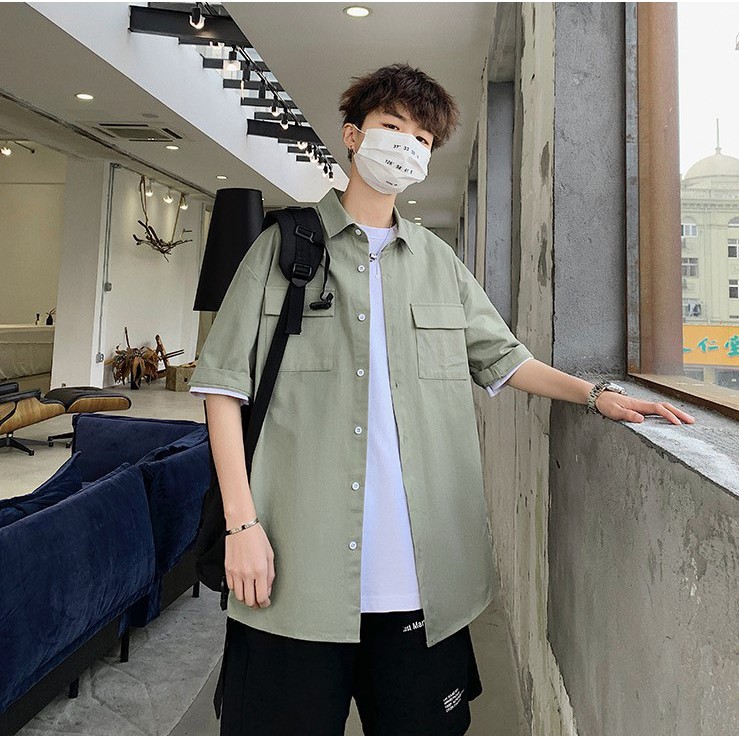 Áo sơ mi ngắn tay nhiều màu unisex siêu hot - A6 | BigBuy360 - bigbuy360.vn