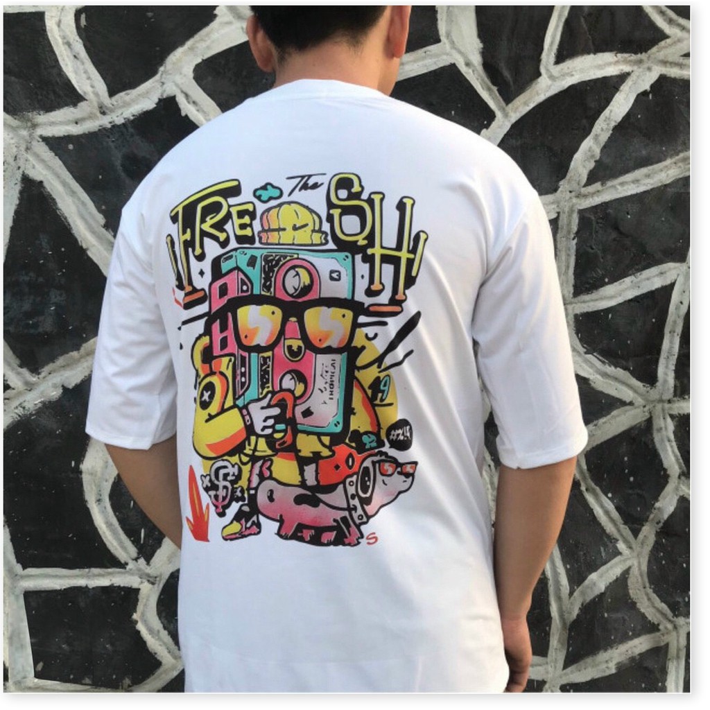 ÁO THUN COTTON NAM FORM RỘNG,THIẾT KẾ HỌA TIẾT NỀN ÁO SIÊU NGẦU LANA FASHION