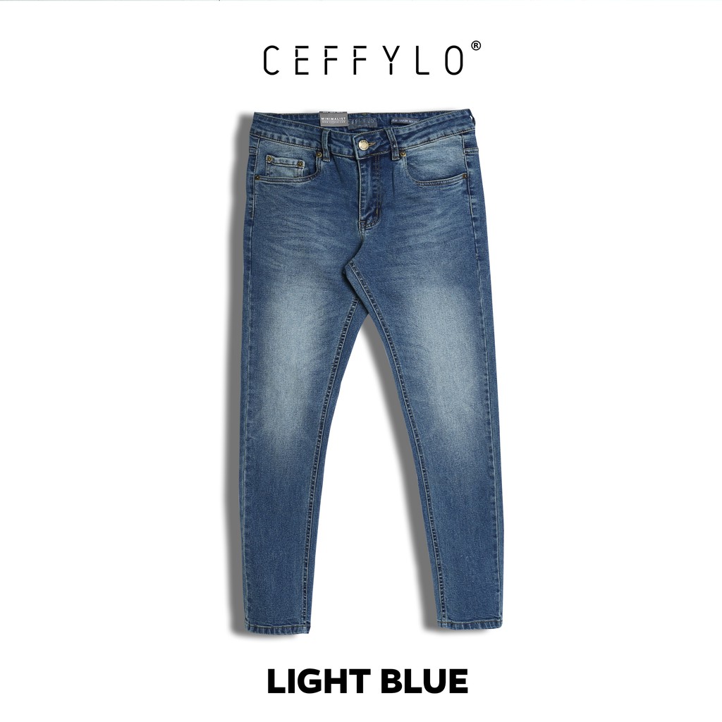 Quần Jeans Nam Trơn Basic CEFFYLO 1 Form Slimfit Chất Vải Cao Cấp Dày Dặn